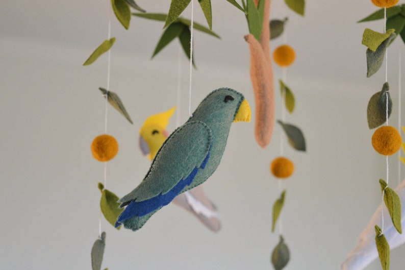 Mobile baby Australian animals baby mobile Nursery decor felt animals Baby mobile nursery Parrots baby mobile Crib mobile baby shower gift image 5