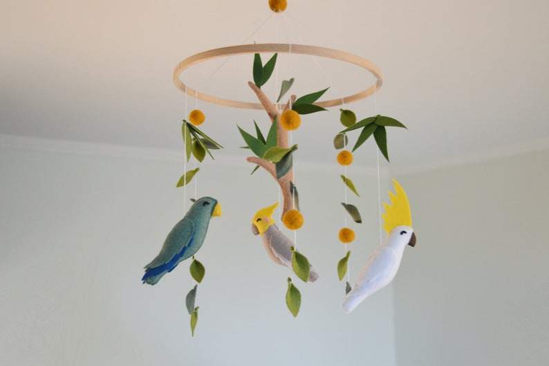 Mobile baby Australian animals baby mobile Nursery decor felt animals Baby mobile nursery Parrots baby mobile Crib mobile baby shower gift image 10