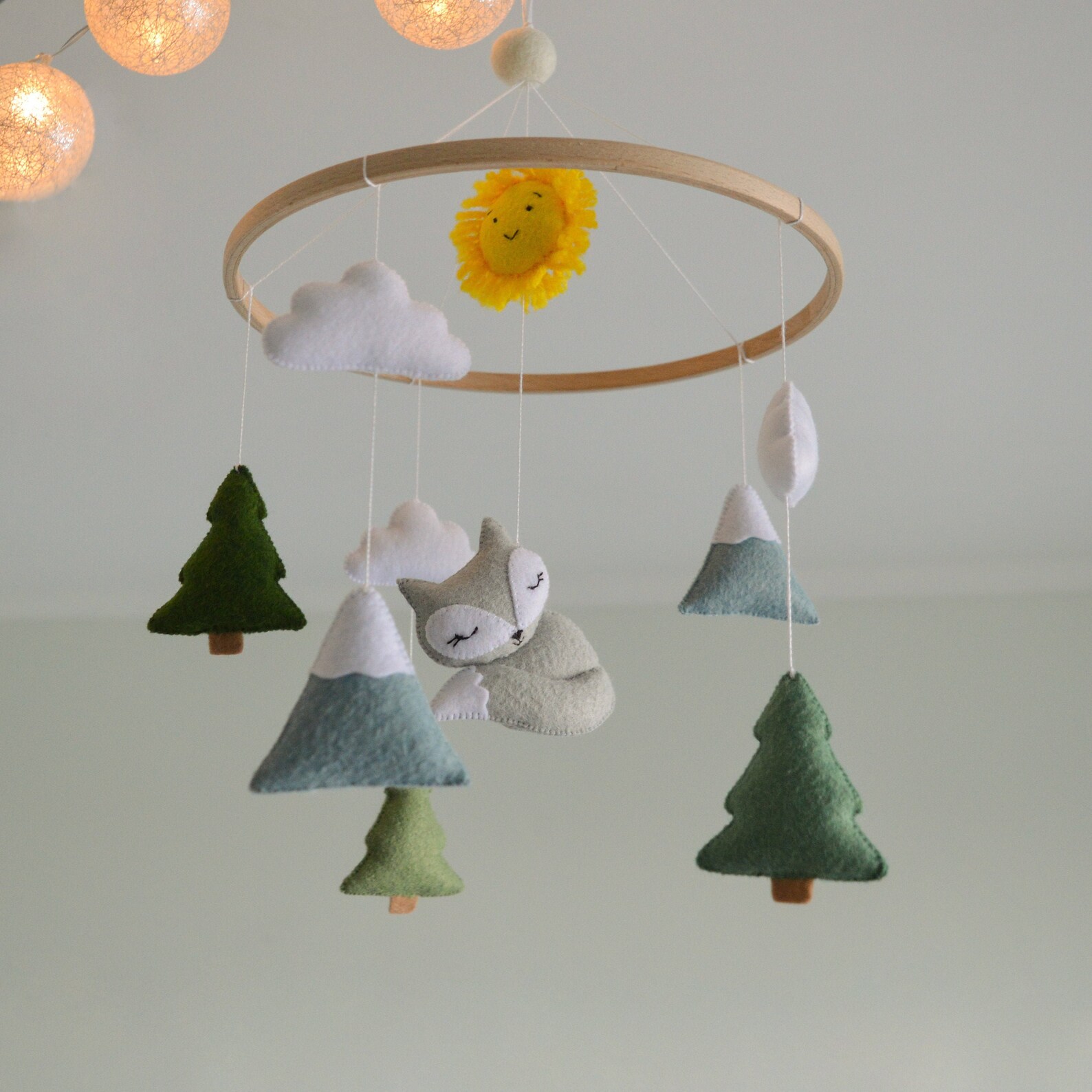Mobile Baby Fox Nursery Mobile Woodland Mobile Mountains Etsy