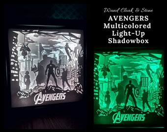 Lighted Shadowbox | Nightlight | Light Box | Shadow Box | Layered Paper Art | Disney | Marvel | Avengers | Iron Man | SpiderMan | Hulk