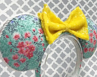 EPCOT Flower and Garden Festival Inspired Mickey Ears | Minnie Ears | Mouse Ears | Headband | Bow | Floral | Flowers | Encanto | Teal