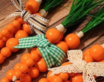 Wood Bead Carrots | Carrot Bundle | Easter Carrots | Tiered Tray Easter