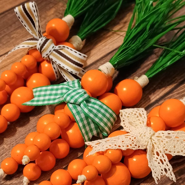 Wood Bead Carrots | Carrot Bundle | Easter Carrots | Tiered Tray Easter
