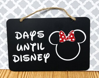 Disney Chalkboard Countdown Sign | Days Until Disney | Disney Decor | Wall Hanging | Holiday Decor | Mickey Head | Minnie Mouse Design