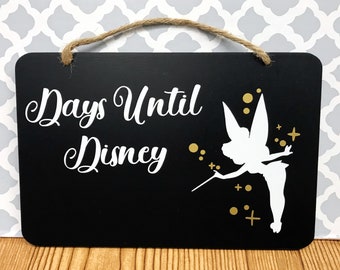 Disney Tinkerbell Chalkboard Countdown Sign | Days Until Disney | Disney Décor | Wall Hanging | Holiday Décor | Peter Pan | Neverland