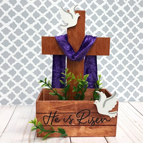 Cross with Crate | Easter Cross | Paper Weight | Candy Dish