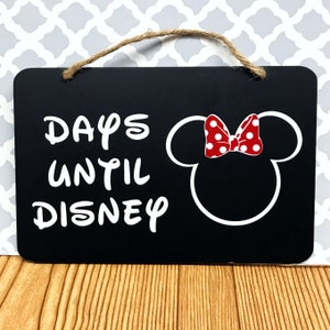 Disney Chalkboard Countdown Sign Days Until Disney Disney Decor Wall Hanging Holiday Decor Mickey Head Minnie Mouse Design image 4