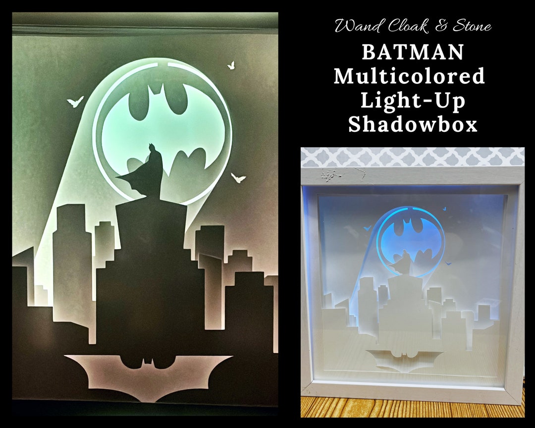 Lighted Shadowbox Nightlight Light Box Lightbox Batman Etsy