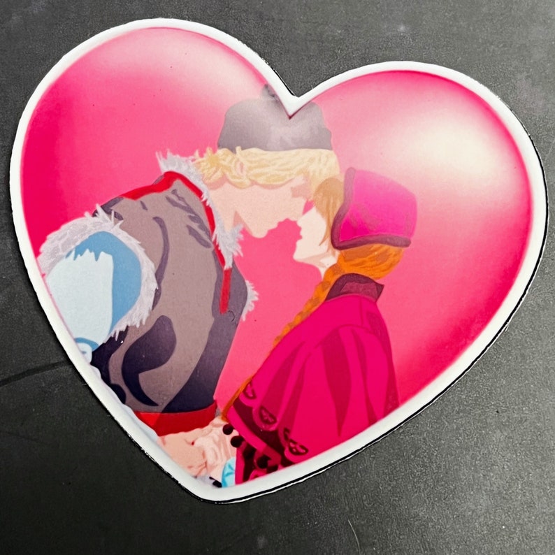 Disney Couple Valentine Heart Die Cut Sticker Princess Prince Love Cinderella Beauty Beast Aladdin Tiana Anna Kristoff image 8