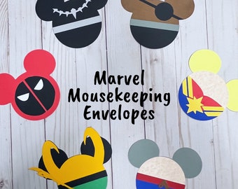 Avengers Marvel Mousekeeping Envelopes | Money Tip Envelope | Disney Gift Card Holder | Super Hero | Deadpool | Thor | Loki | Black Panther