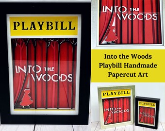Into the Woods Playbill Handmade Papercut Art | Layered Paper Art | Playbill | Musical Poster | Wall Art | Theater Gift | Fairytale | NYC