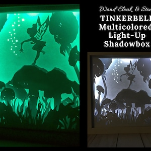 Lighted Shadowbox | Nightlight | Shadow Box | Layered Paper Art | Lightbox | Disney | Fairies | Neverland | Peter Pan | Tinkerbell | Pixie