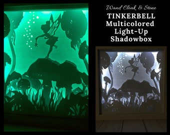 Lighted Shadowbox | Nightlight | Shadow Box | Layered Paper Art | Lightbox | Disney | Fairies | Neverland | Peter Pan | Tinkerbell | Pixie