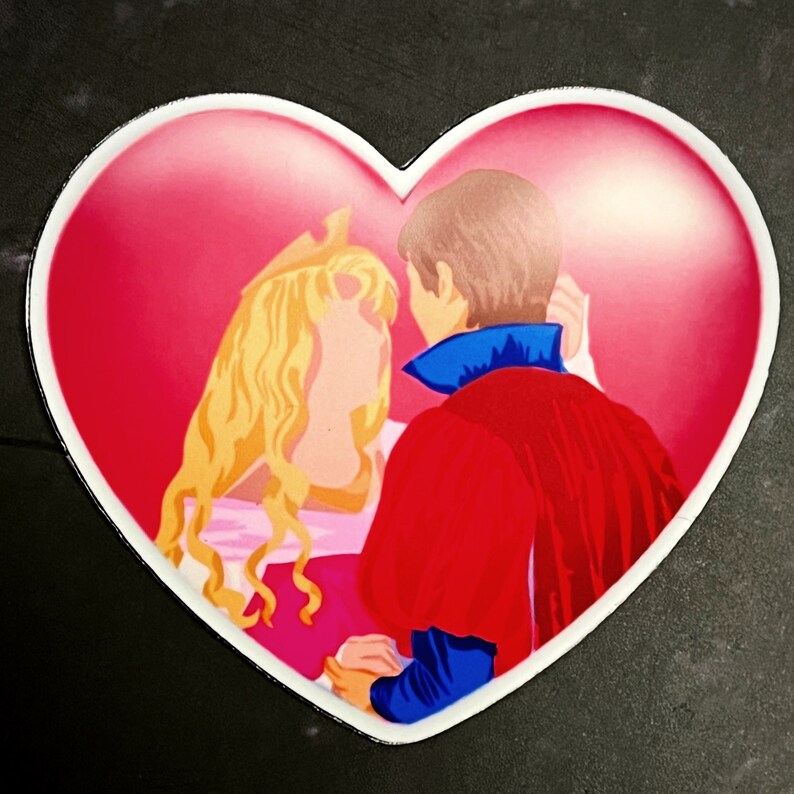 Disney Couple Valentine Heart Die Cut Sticker Princess Prince Love Cinderella Beauty Beast Aladdin Tiana Anna Kristoff image 6