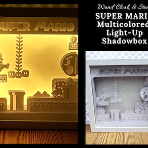 Lighted Shadowbox | Nightlight | Shadow Box | Layered Paper Art | Lightbox | Super Mario | Video Game | Gamer | Mario | Luigi | Nintendo