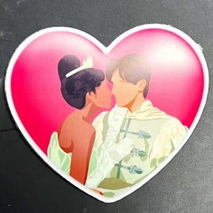 Disney Couple Valentine Heart Die Cut Sticker Princess Prince Love Cinderella Beauty Beast Aladdin Tiana Anna Kristoff image 9