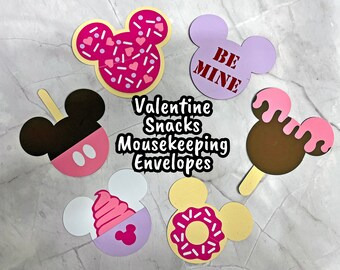 Snack Mousekeeping Envelopes | Set of 6 | Money Tip Envelope | Gift Card Holder | Mickey Snacks | Treats | Waffles | Dole Whip