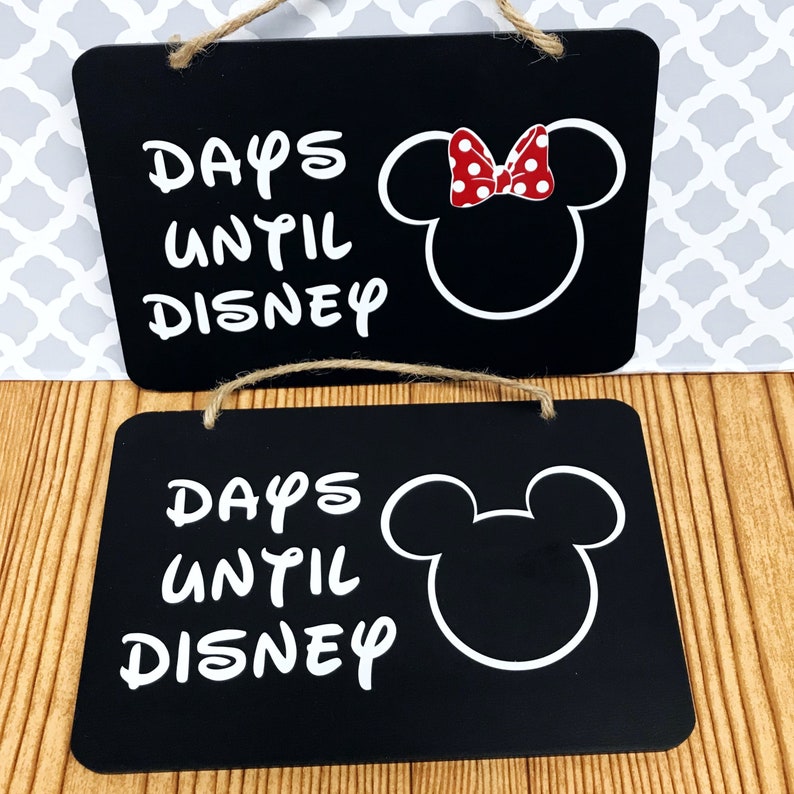 Disney Chalkboard Countdown Sign Days Until Disney Disney Decor Wall Hanging Holiday Decor Mickey Head Minnie Mouse Design image 5