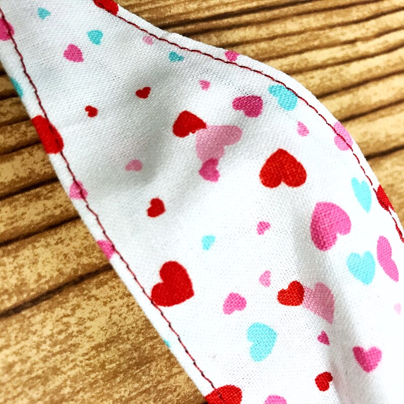 Pink Hair Accessory Love Red Valentine/'s Day White with Colored Hearts Tailed Hair Scrunchie Teal Scrunchies