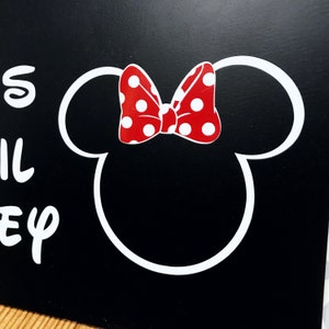 Disney Chalkboard Countdown Sign Days Until Disney Disney Decor Wall Hanging Holiday Decor Mickey Head Minnie Mouse Design image 2