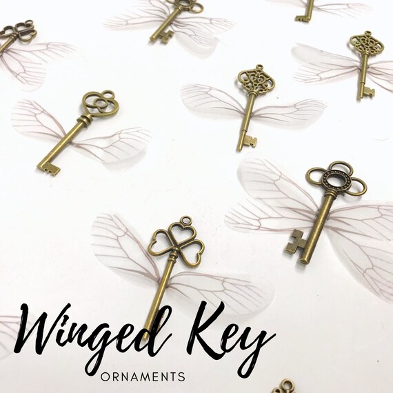 Flying Key Ornament Charm Key With Wings Winged Key | Etsy