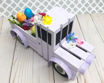 Easter Crate Truck | Wooden Truck | Bunny Rabbit | Purple Truck | Holiday Décor | Spring Decoration | Easter Bunny | End Table | Centerpiece