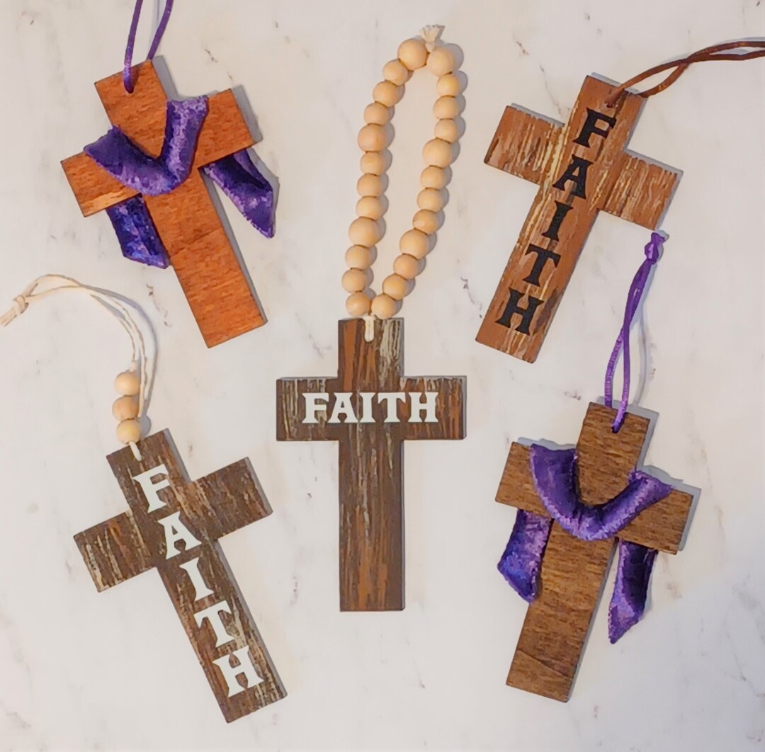 Mini Wooden Cross Ornaments Weathered Cross Rosary Easter Cross Etsy