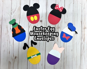 Mickey & Friends Easter Egg Mousekeeping Envelopes | Money Tip Envelope | Disney Gift Card Holder | Minnie | Goofy  | Donald | Daisy