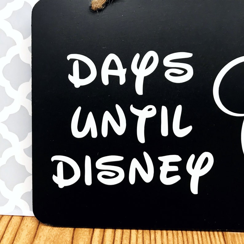 Disney Chalkboard Countdown Sign Days Until Disney Disney Decor Wall Hanging Holiday Decor Mickey Head Minnie Mouse Design image 3