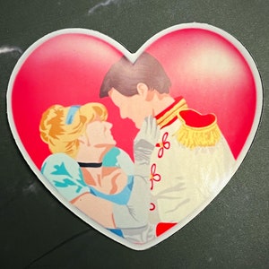 Disney Couple Valentine Heart Die Cut Sticker Princess Prince Love Cinderella Beauty Beast Aladdin Tiana Anna Kristoff image 7