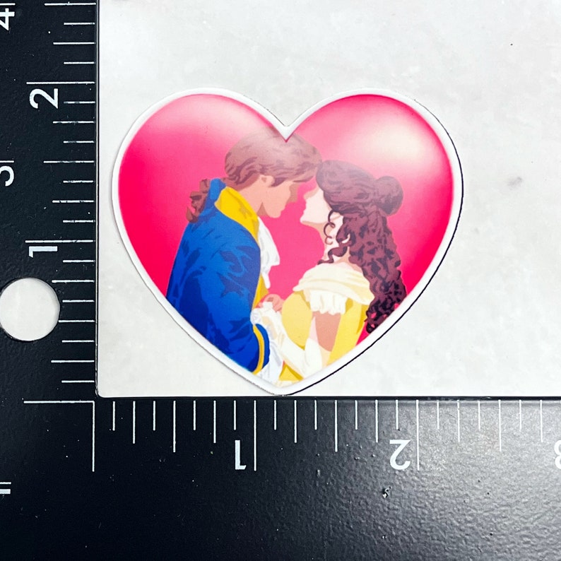 Disney Couple Valentine Heart Die Cut Sticker Princess Prince Love Cinderella Beauty Beast Aladdin Tiana Anna Kristoff image 3
