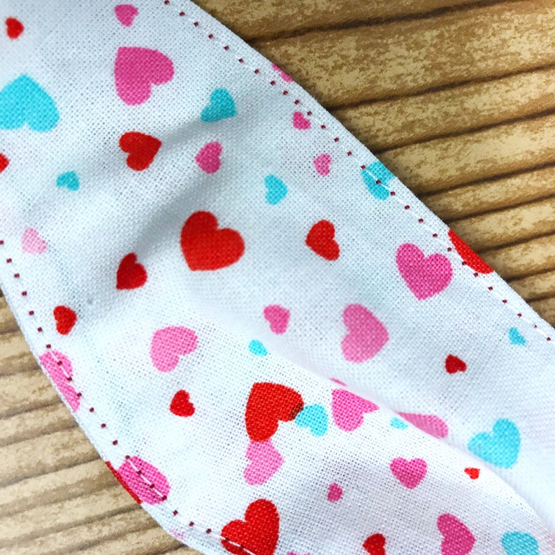 Pink Hair Accessory Love Red Valentine/'s Day White with Colored Hearts Tailed Hair Scrunchie Teal Scrunchies