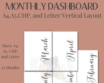 Monthly Dashboard Printables