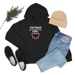 Tattoo Art Black Hooded Sweatshirt: Traditional Heart Design