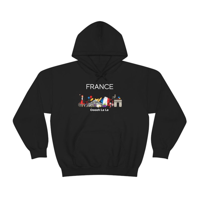 France Flag Printed Cotton Hoodie