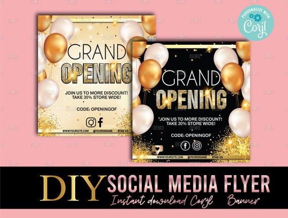 Diy Social Media Flyer Diy Grand Opening Flyer Social Media Etsy Ireland