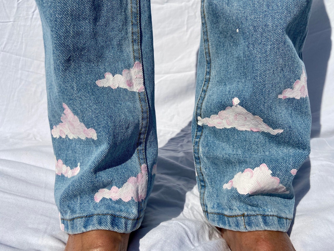 Hand Painted Cloud Jeans | Etsy