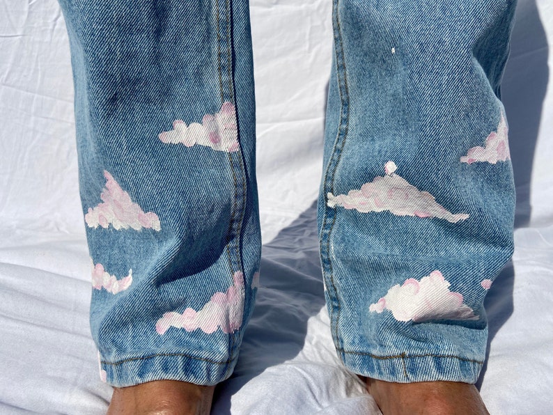 Hand Painted Cloud Jeans