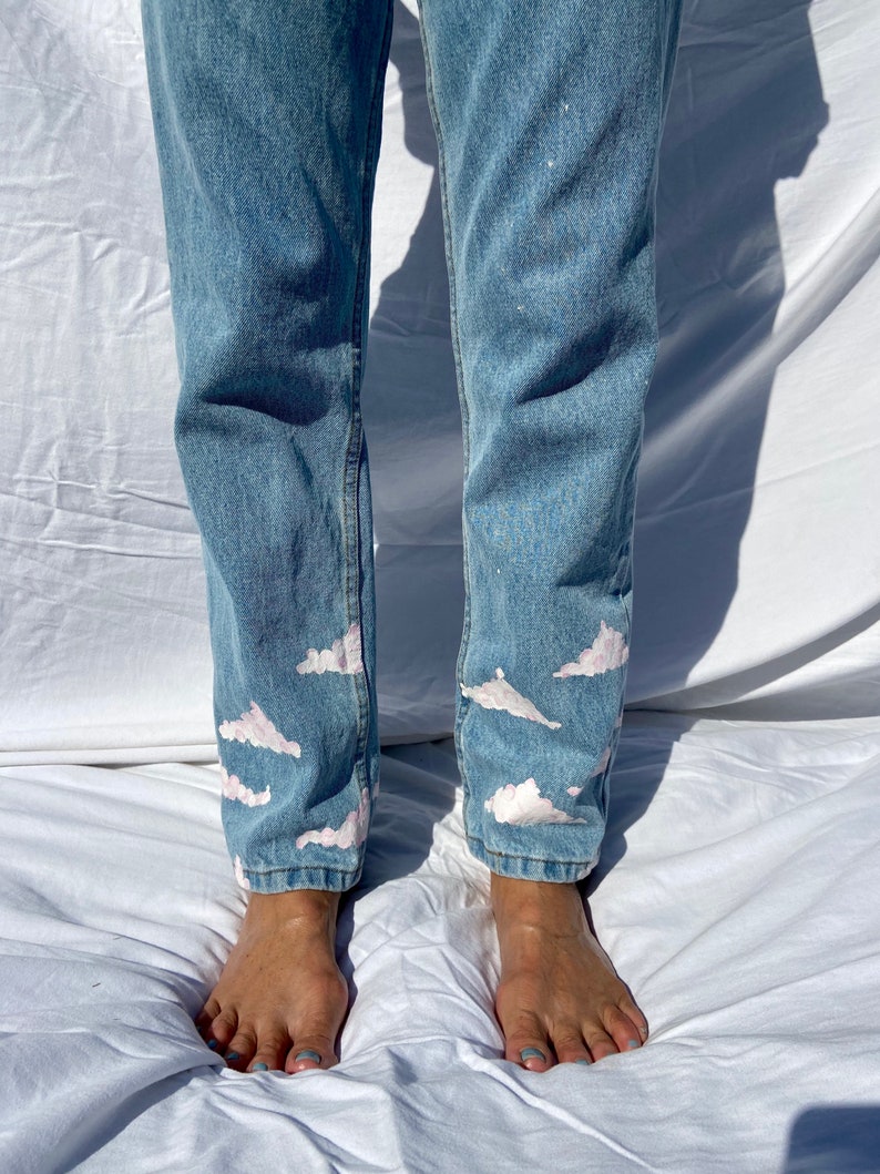 Hand Painted Cloud Jeans