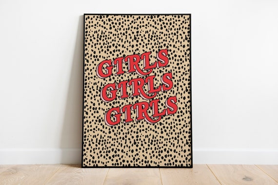 Girls Girls Girls Print, Inspirational Print , Leopard Print Decor, Wall  Art, Animal Decor, Typography Gallery Wall, Office Print, A4 A3 -   Canada