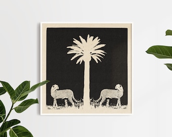 Palm Leopard Print | Tiger Print | Living Room Prints | Leopard drawing | Leopard Wall Art | Jungle Print | Animal Art | Boho Print