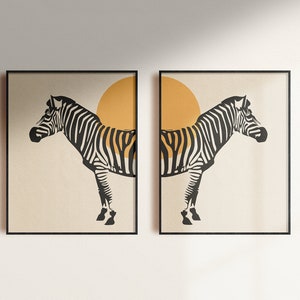 Zebra Prints // Zebra Wall Art // Safari Animal Prints // Animal Prints // Abstract Sun Print // Bohemian Print // Twin Prints // A4 or A3