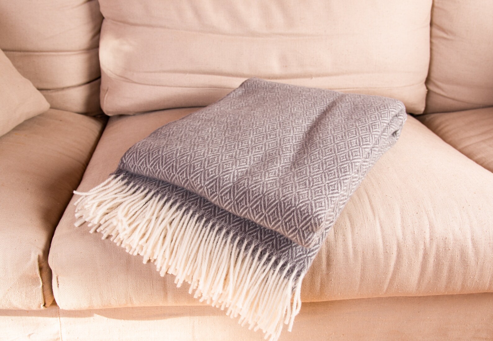 Wool Blanket Diamond Twill Weave King SIZE Merino Wool 100 Natural Row Wool, Throw Vintage Wool