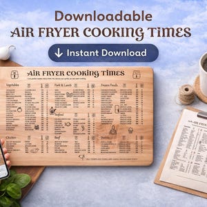 Airfryer Cheat Sheet SVG | Cutting Board Engraving Design Files