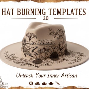 20 designs de chapeaux SVG à demi bord | États australiens, fleurs (fichiers de gravure laser)