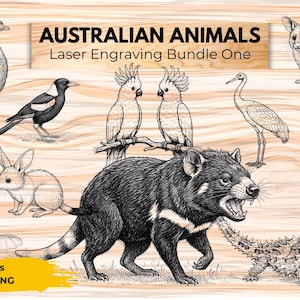 Pacchetto di incisioni laser di animali australiani, volume uno – Download digitale (SVG, DXF, PNG)