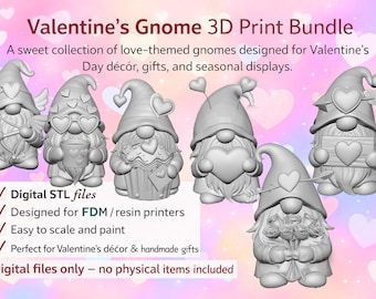 Pacchetto STL Gnomo di San Valentino – File di stampa 3D (download digitale)