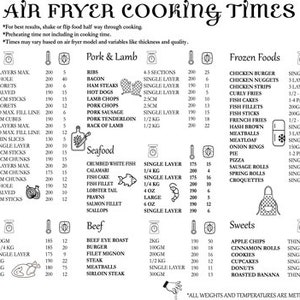 Airfryer settings cutting board - SVG Files for Laser Engraving, Cricut, Silhouette, Lightburn - Airfryer - SVG, Pdf, Ai, png