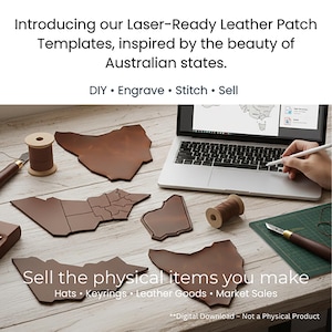 Parche de cuero del estado australiano SVG / Plantillas de corte y grabado láser / Archivos de parches para sombreros DIY