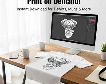 V8 Engine Design | Motor SVG PDF AI eps jpg for Cricut & Laser Cut